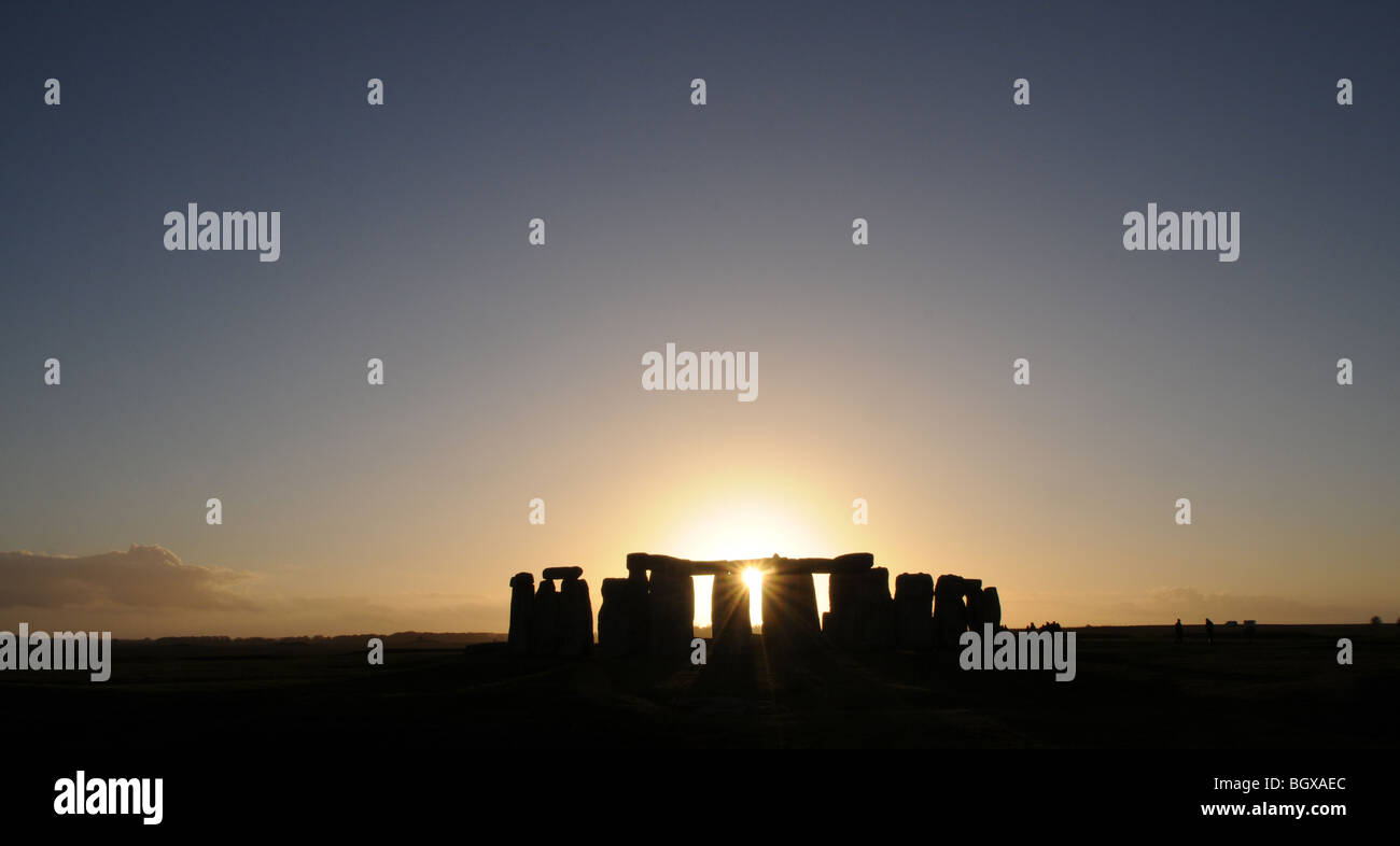 Monument de Stonehenge au coucher du soleil Banque D'Images