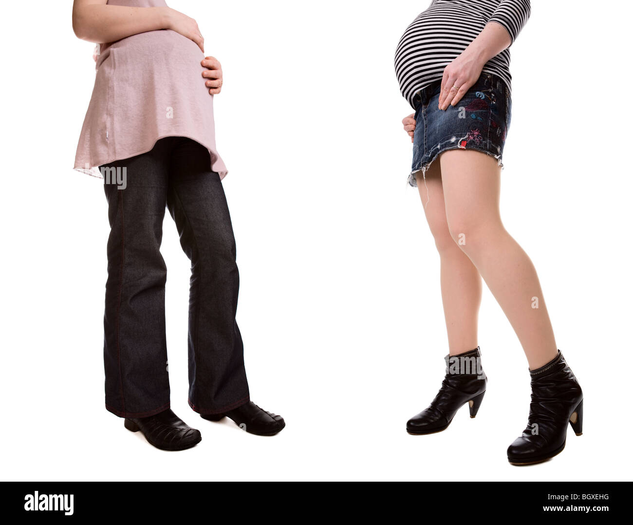 High heels vs flat shoes enceinte. Banque D'Images