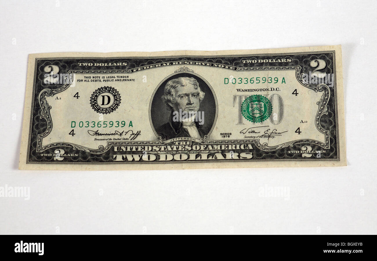 Un deux-dollar bill Banque D'Images