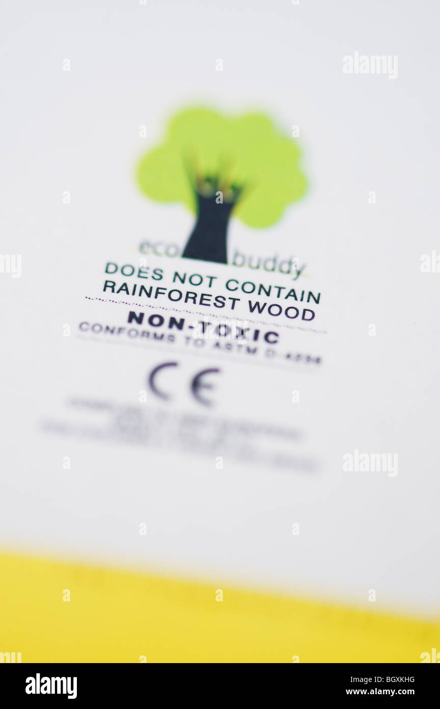 Eco Buddy, "ne contient pas de bois de la forêt tropicale", l'étiquetage papier eco mark. Le papier fabriqué à partir de arbres durable. L'Inde Banque D'Images