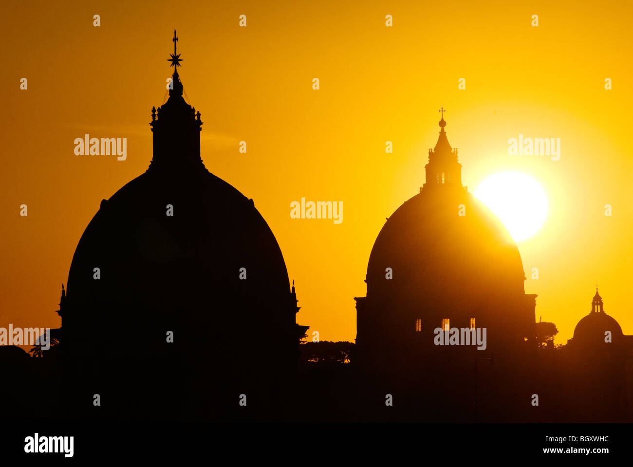 Les coupoles de Rome au coucher du soleil Banque D'Images
