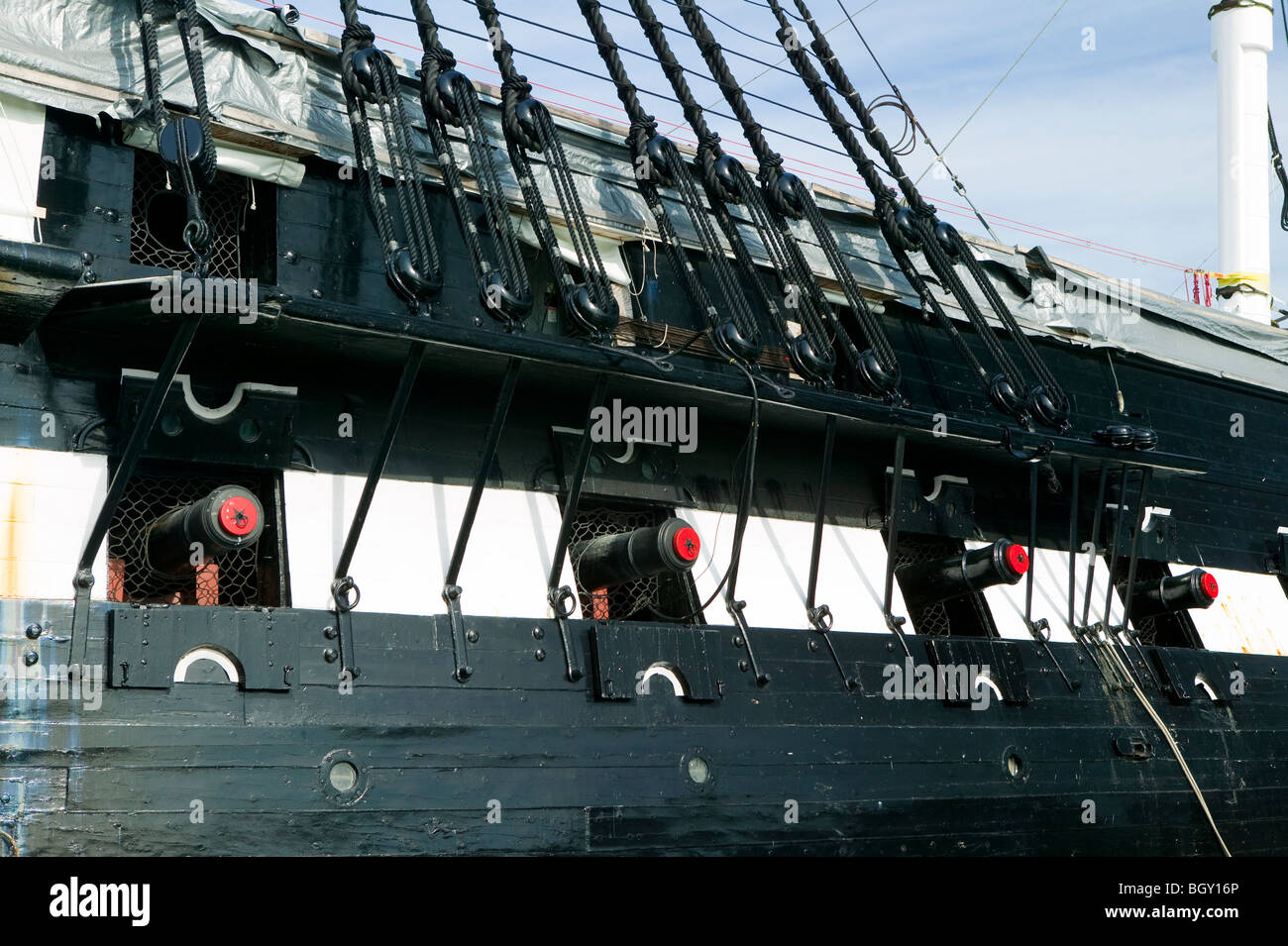 L'USS Constitution est le plus ancien navire commandé à flot dans le monde. Banque D'Images