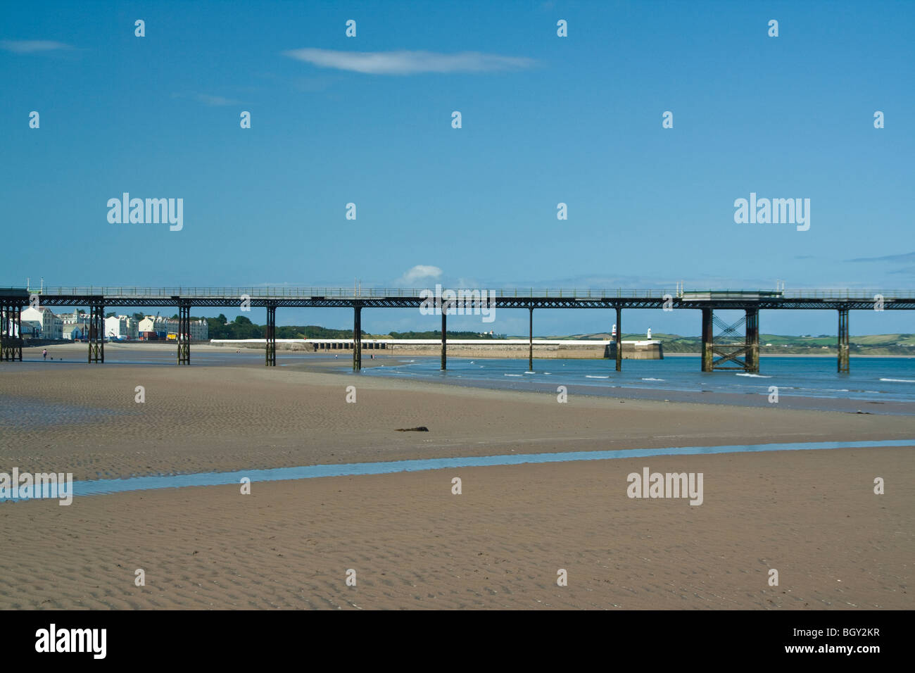 Île de Man Ramsey Queens Beach Pier Banque D'Images