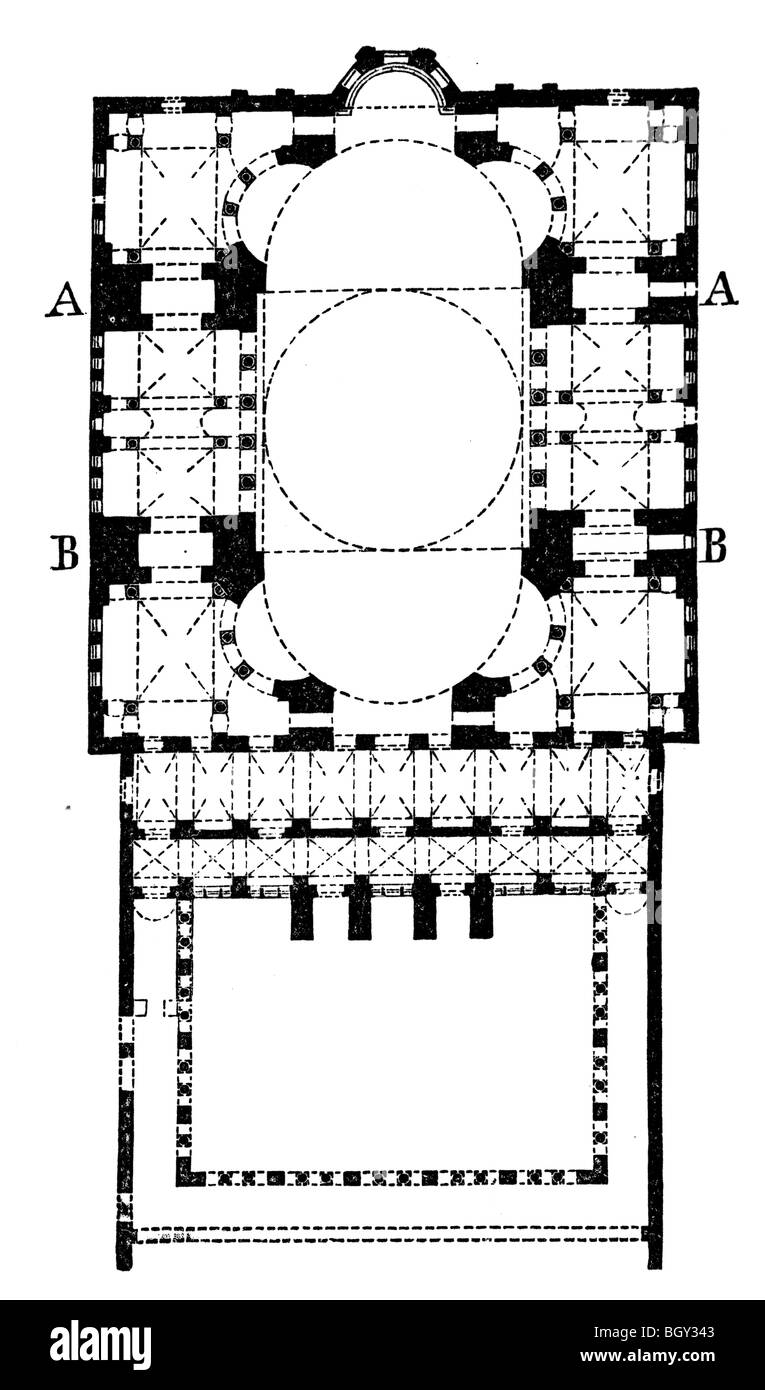 Plan Schéma De La Basilique Sainte Sophie De Constantinople Byzance Banque d'images détourées - Alamy