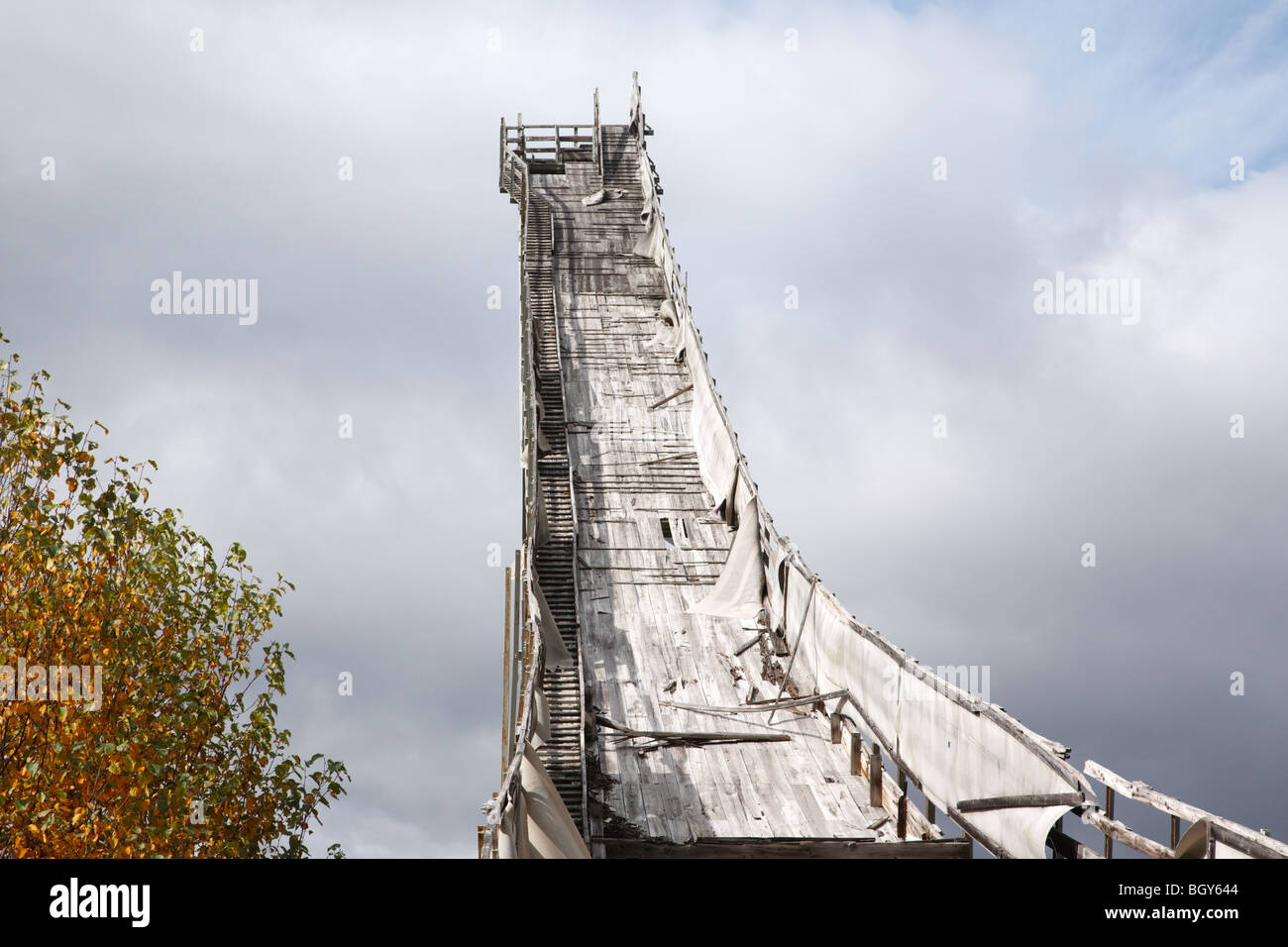 Escalier au saut à ski Nansen à Milan dans le New Hampshire aux États-Unis. Ce saut a été construit en 1936 et en 1938 Essais olympiques Banque D'Images