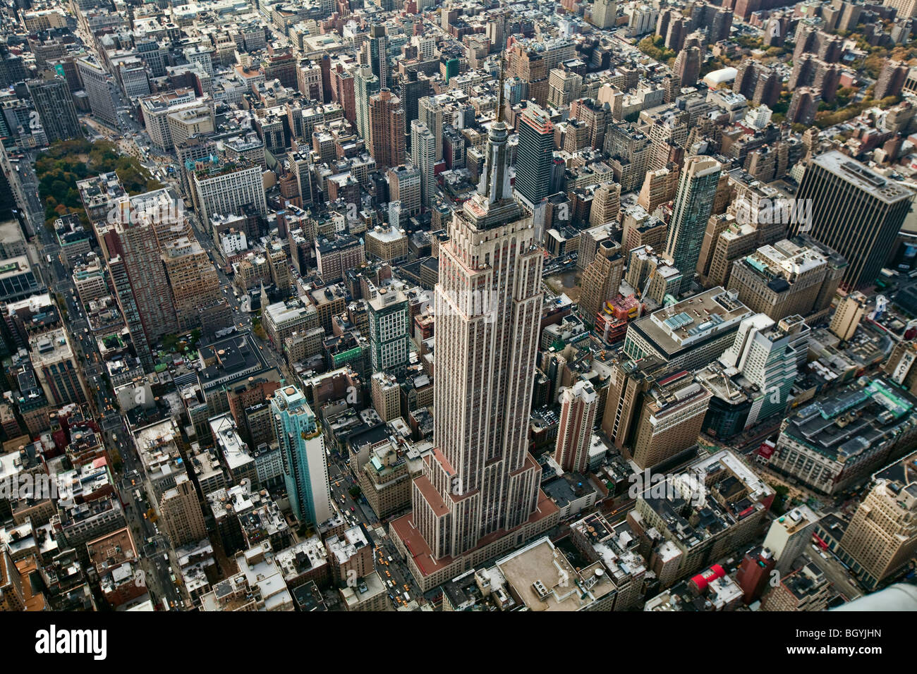 New York - vue aérienne de l'Empire State Building Banque D'Images