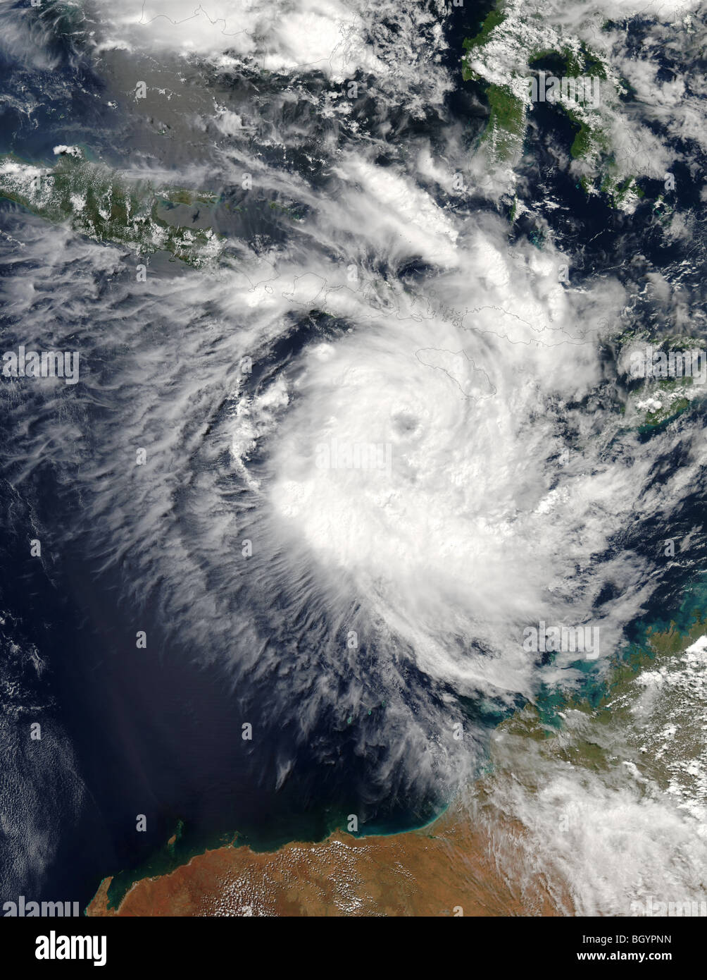 Tropical Cyclone Inigo (26S) au large du nord de l'Australie : satellite Aqua, Credit : NASA Banque D'Images