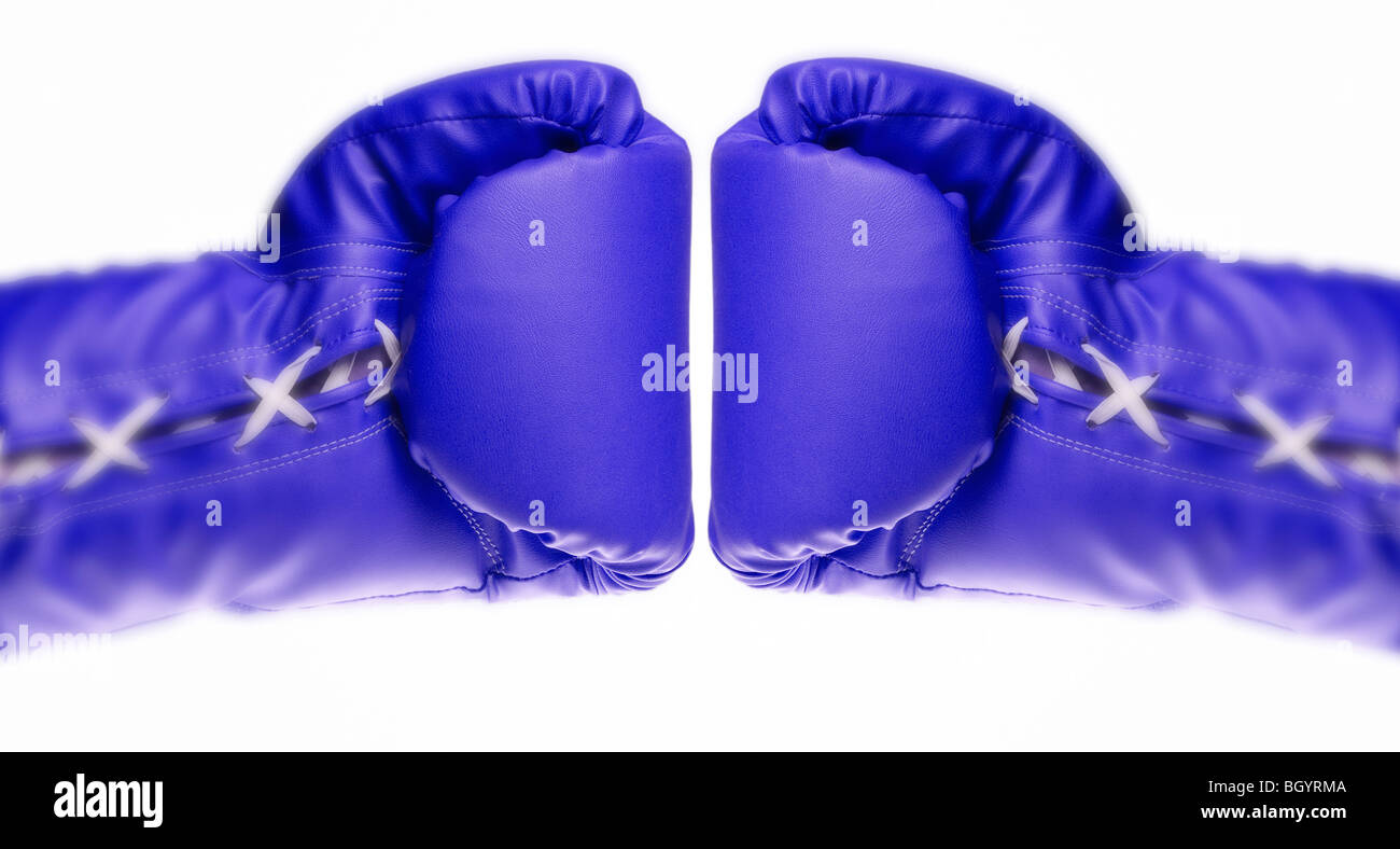 Gants de boxe bleu Banque D'Images