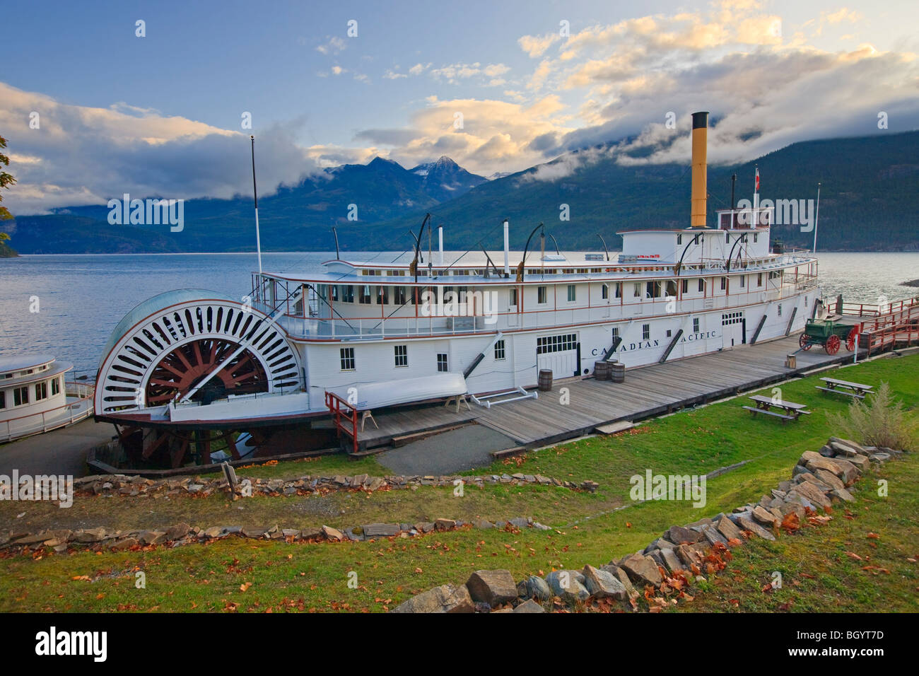 Lieu historique national S.S. Moyie, sur les rives du lac Kootenay, dans la ville de Kaslo, Central Kootenay, Colombie-Britannique, Canada. Banque D'Images