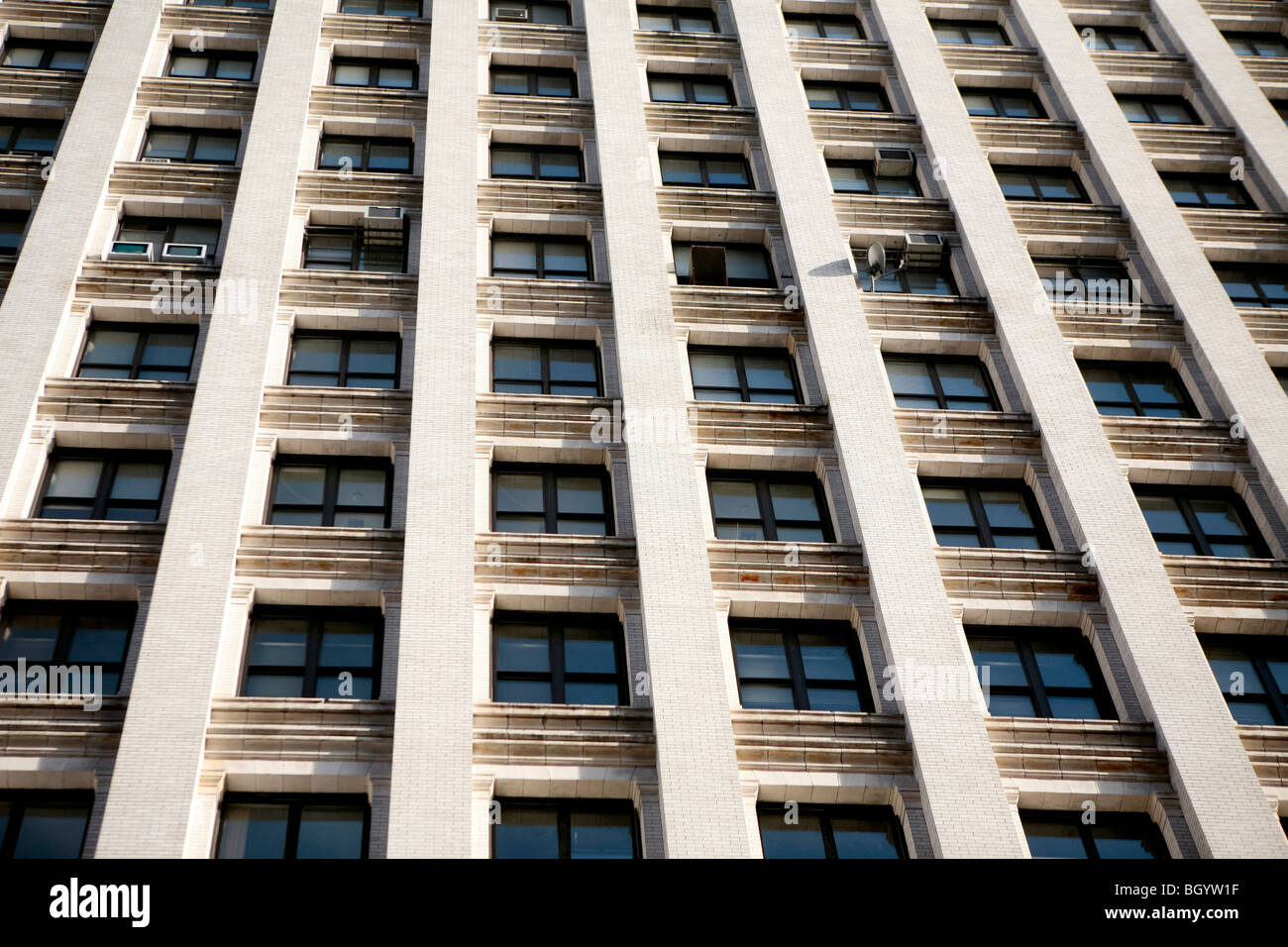 Vue sur le centre-ville de Manhattan, façade du bâtiment à New York. Banque D'Images