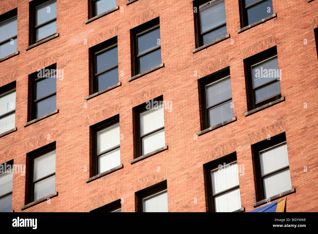 Vue sur le centre-ville de Manhattan, façade du bâtiment à New York. Banque D'Images