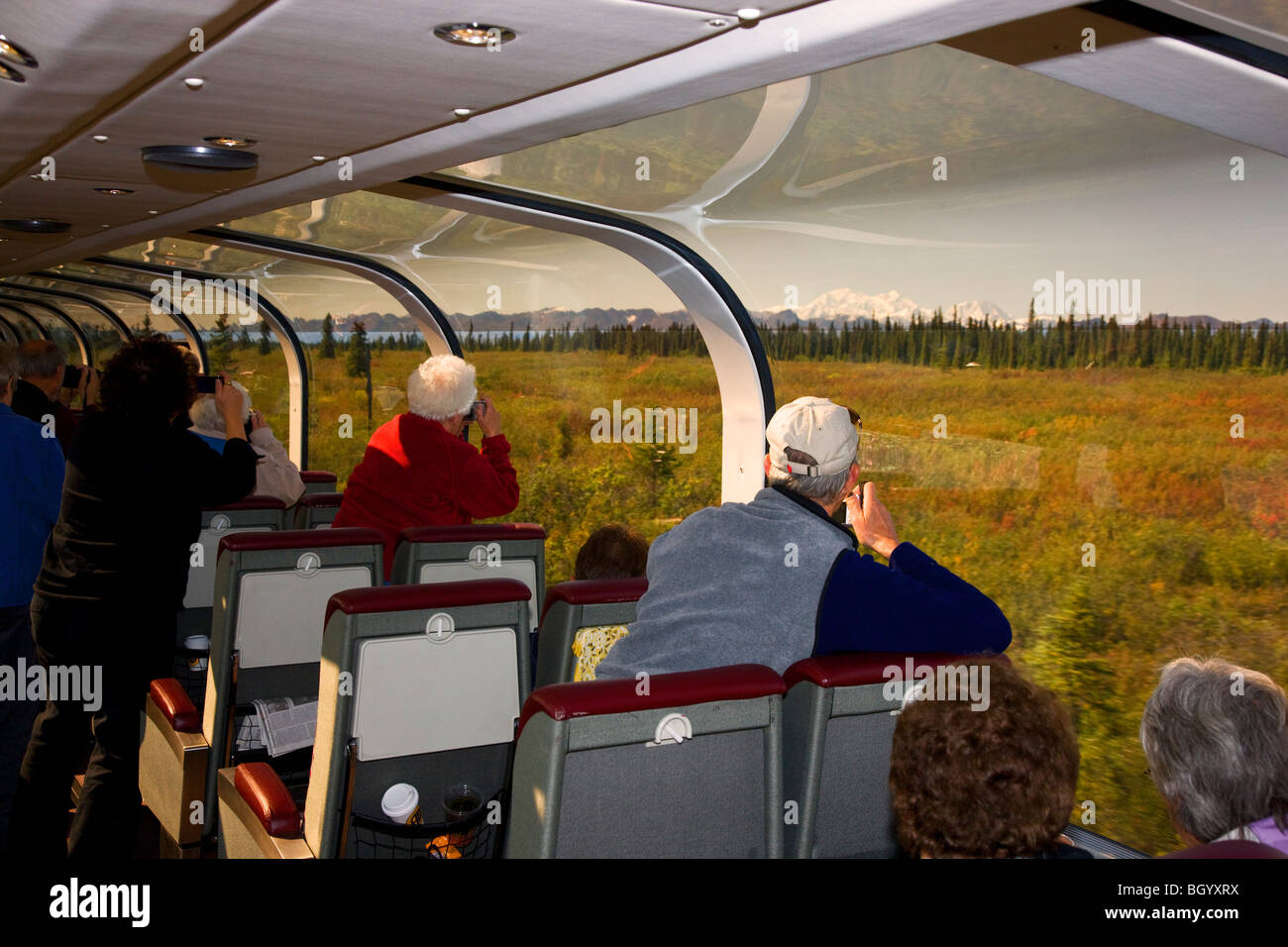 L'Alaska Railroad entre Anchorage et le parc national Denali, en Alaska. Banque D'Images