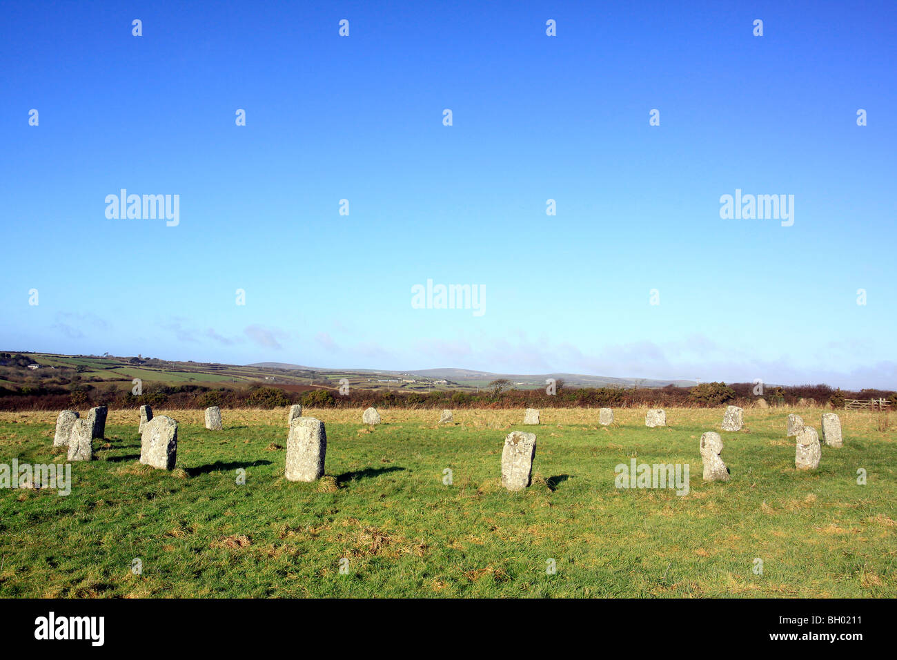 Le Merry Maidens stone circle West Penwith Cornwall UK Banque D'Images