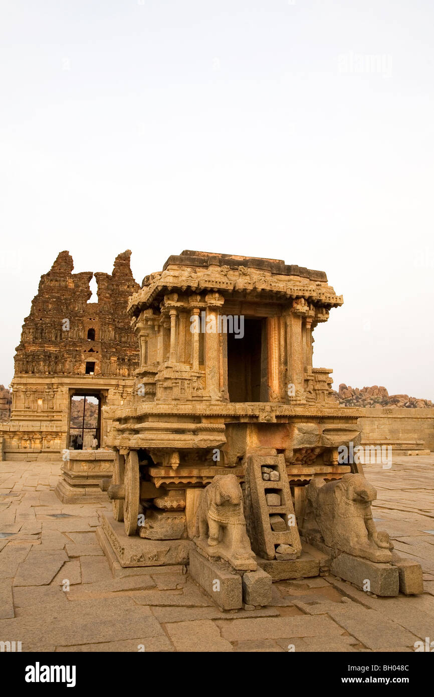 La pierre dans le Char (Vitthala Temple Vittala) à Hampi, en Inde. Banque D'Images