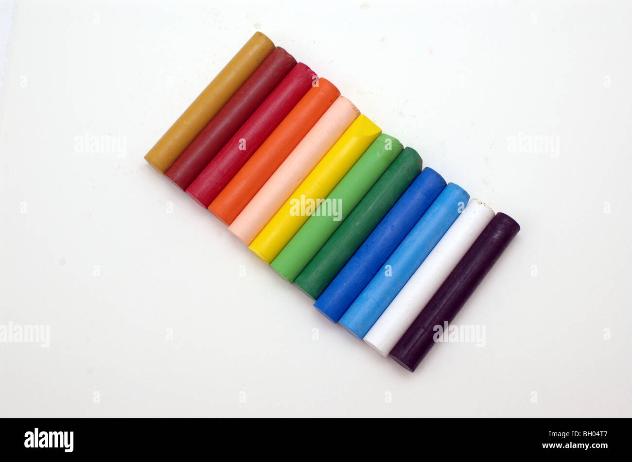 Crayons pastels à l'huile dans une gamme de couleurs Banque D'Images