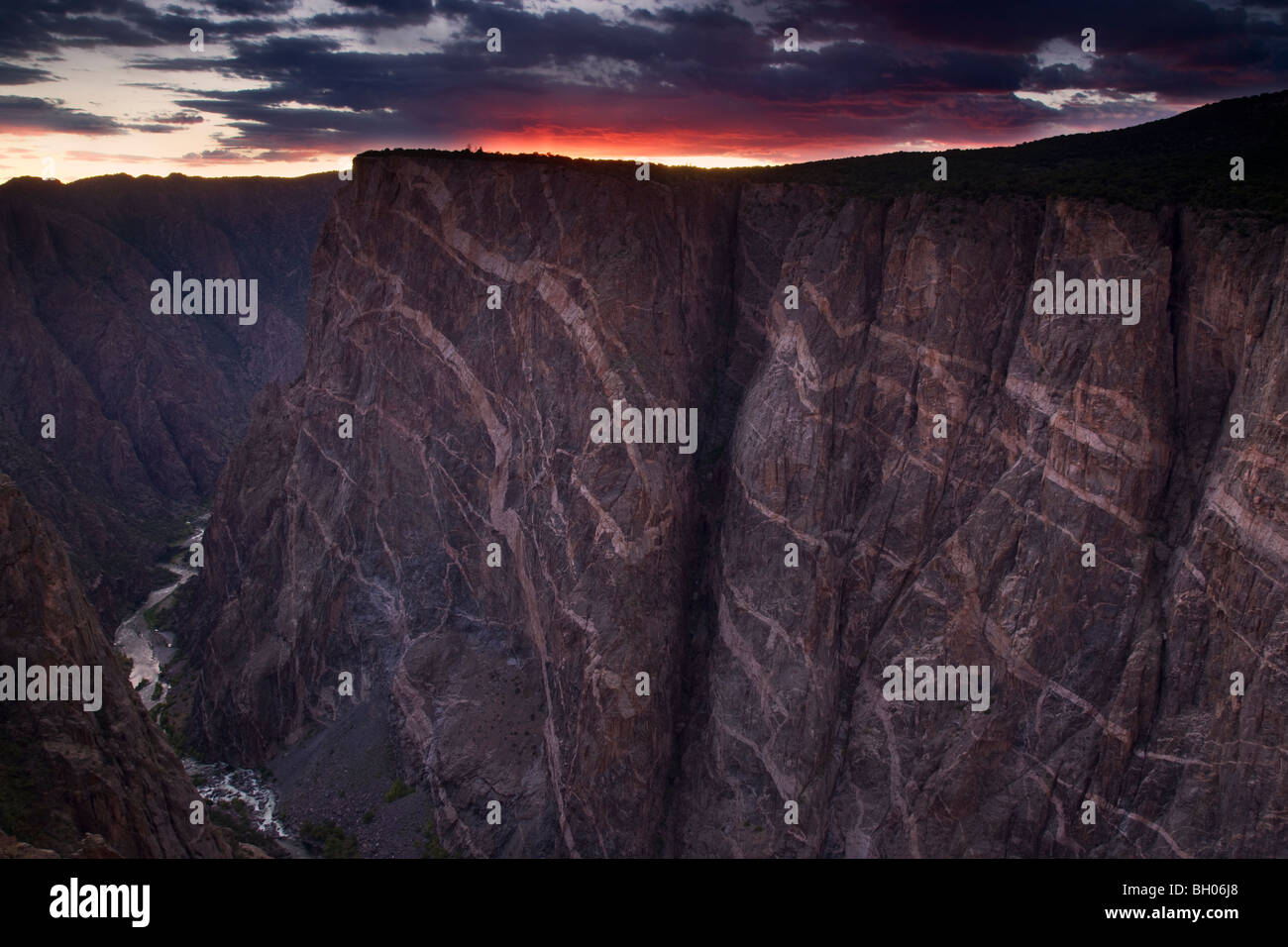 Mur peint, Parc National Black Canyon of the Gunnison, Colorado. Banque D'Images