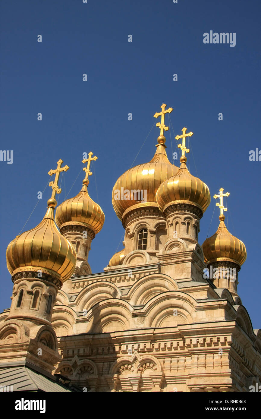 Israël, Jérusalem, l'Eglise orthodoxe russe de Marie Madeleine au mont des Oliviers Banque D'Images