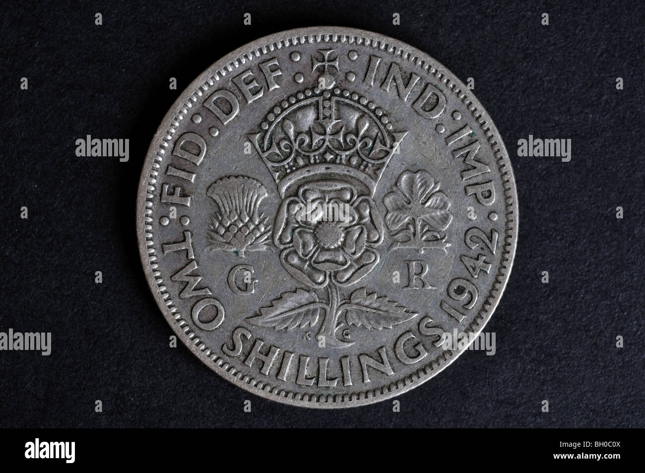 1942 Deux shillings coin UK Banque D'Images