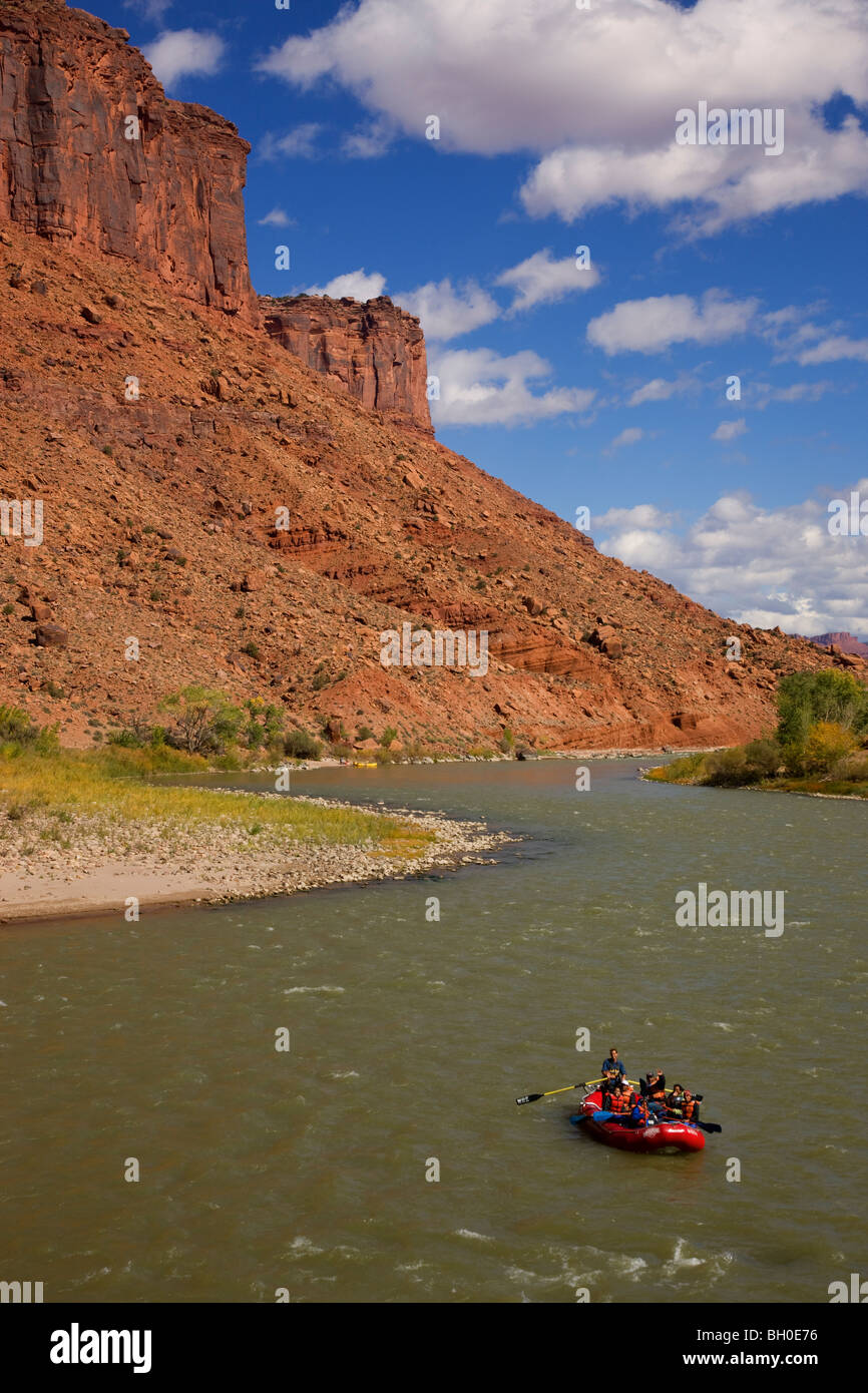 Rafting sur le Colorado River, près de Moab, Utah. Banque D'Images