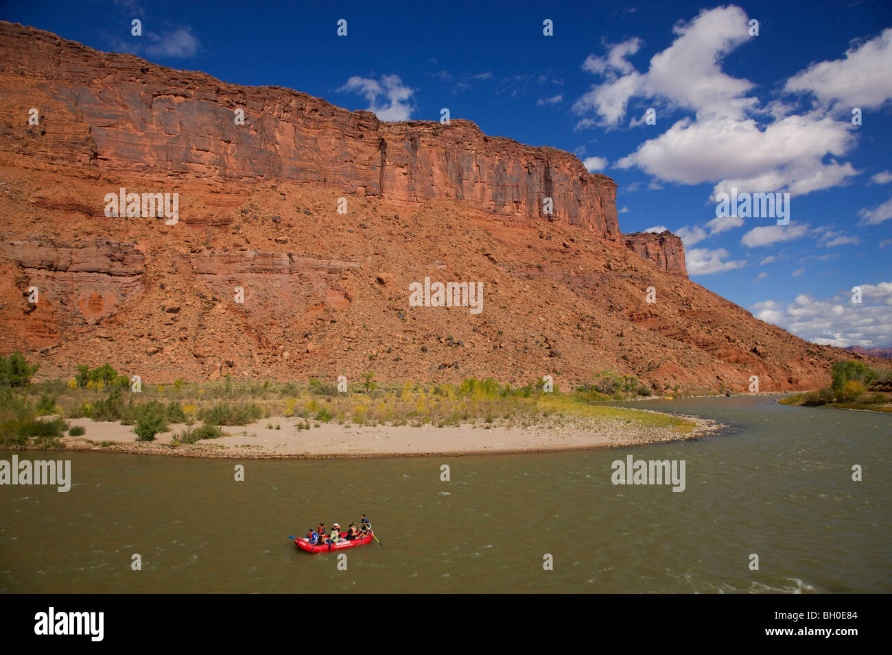 Rafting sur le Colorado River, près de Moab, Utah. Banque D'Images