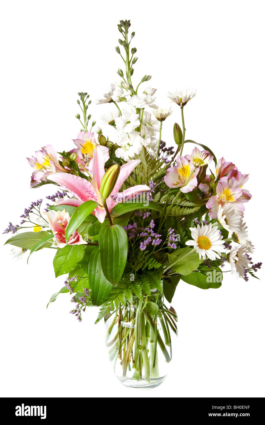 Bouquet de fleurs isolé sur fond blanc Banque D'Images