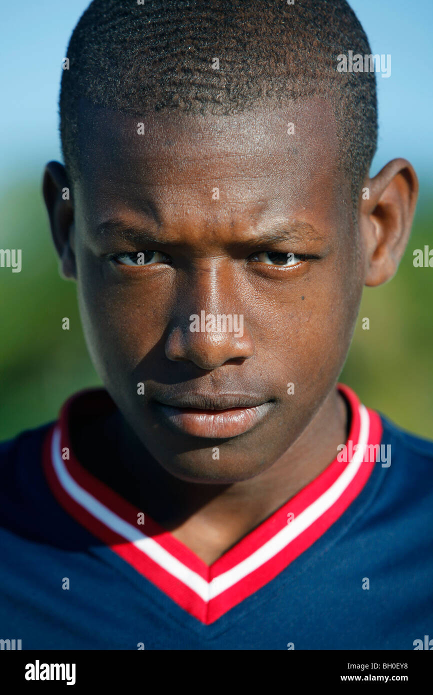 Jeune homme haïtien à Pedernales, République Dominicaine Banque D'Images