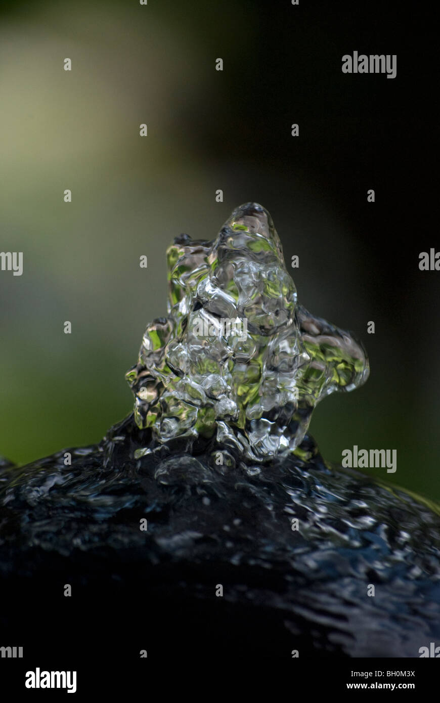 Fontaine de jardin bouillonnant dans la vie toujours un jour d'été. Banque D'Images