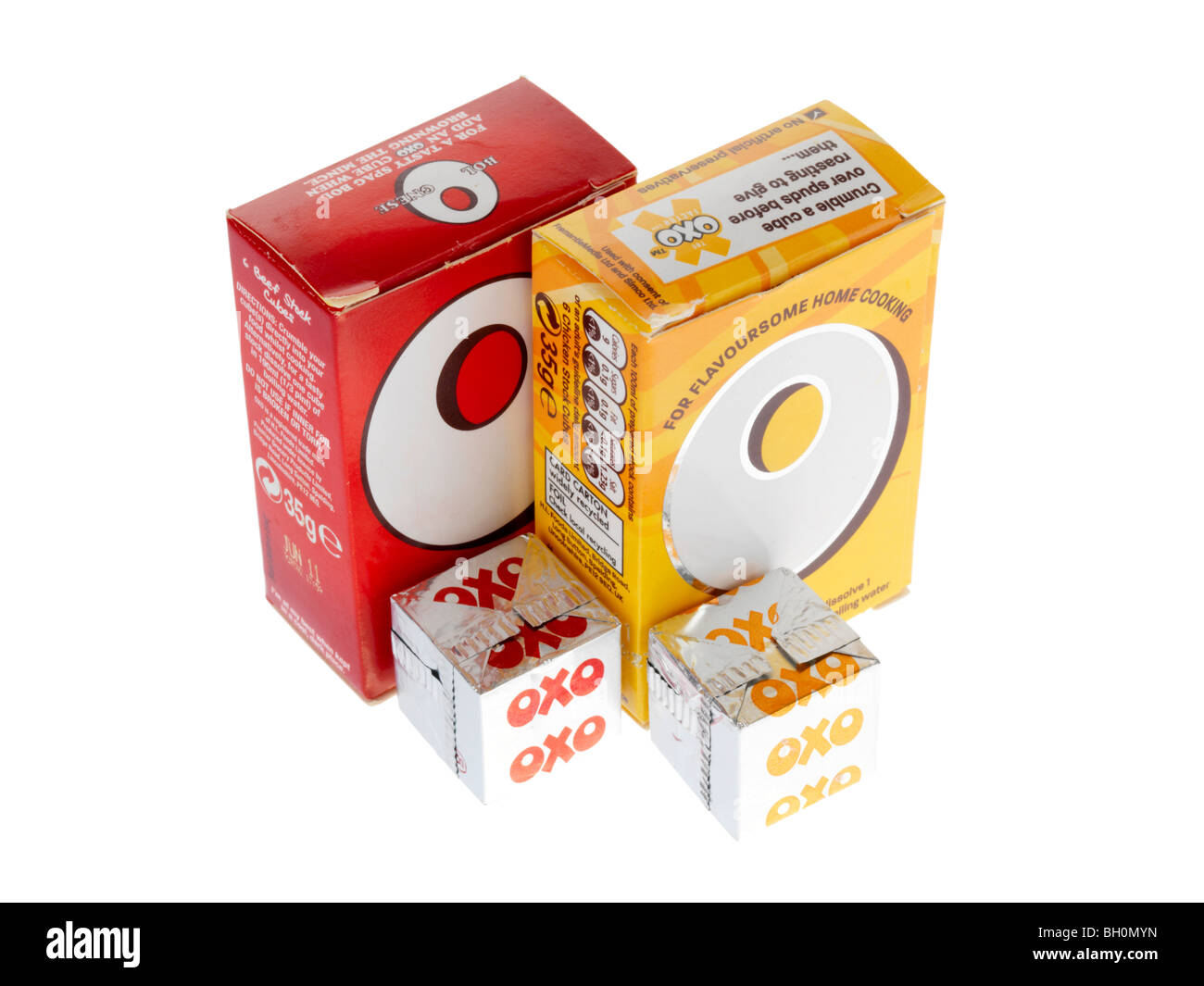 Cubes de boeuf et de poulet Banque D'Images