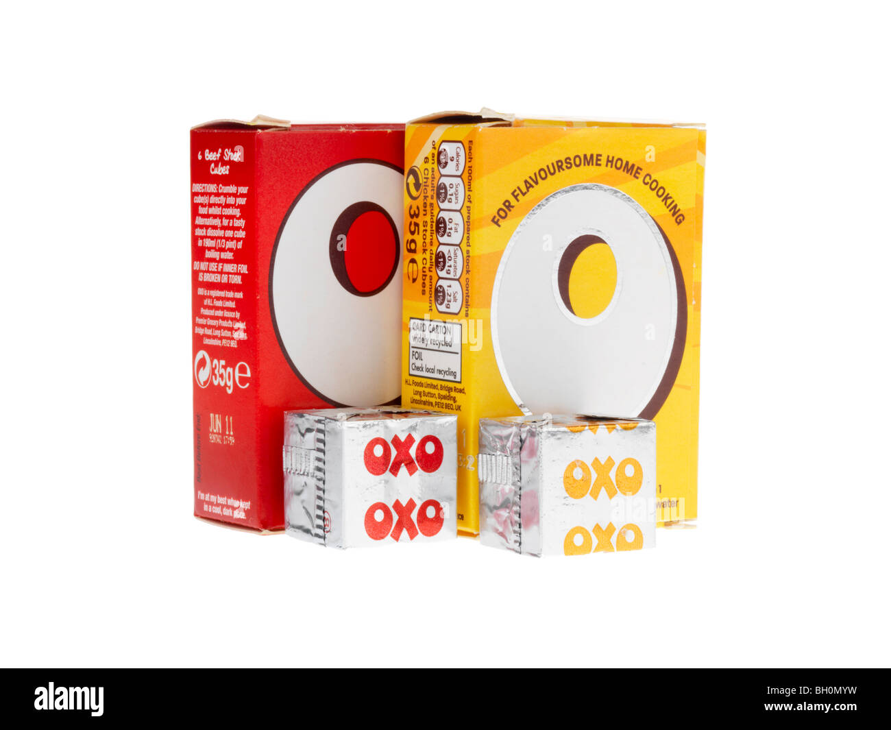 Cubes de boeuf et de poulet Banque D'Images