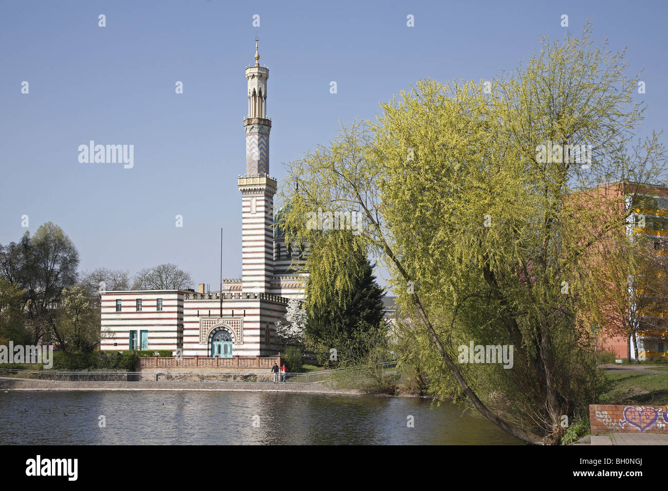 L'eau de la pompe d'eau de Potsdam Travaux Station de pompage Moschee Mosque Museum Banque D'Images