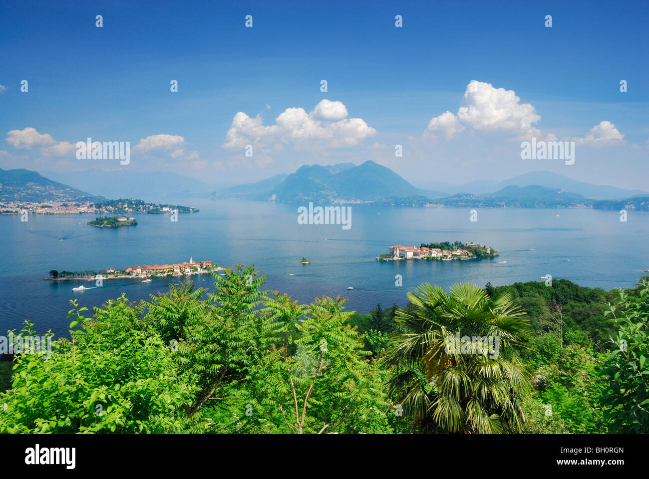 Le Lac Majeur avec les îles Borromées, Isole Borromee, Isola Superiore, Isola Bella et Isola Madre, Stresa, lac Majeur, Lac Banque D'Images