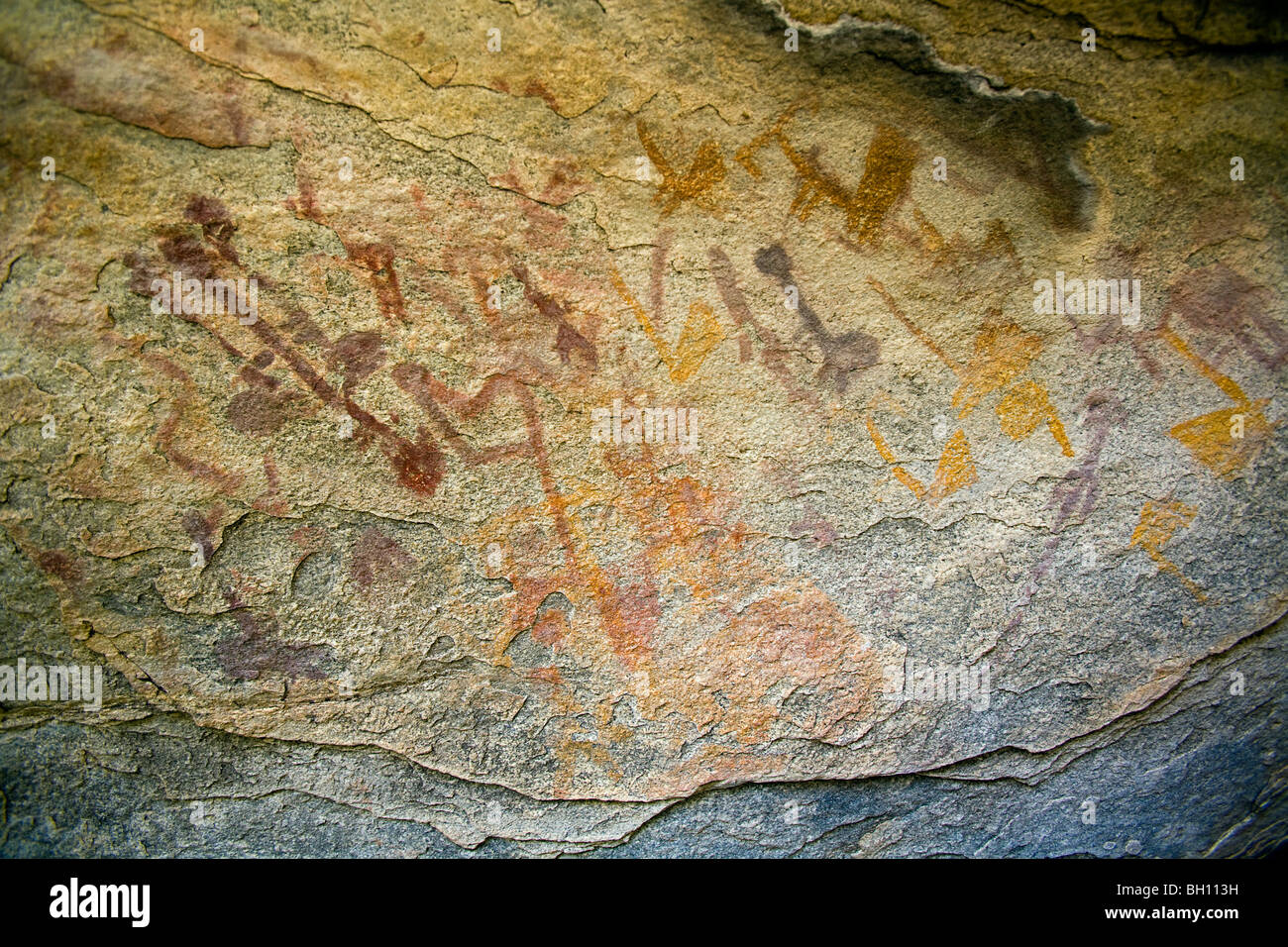 Peintures rupestres préhistoriques en montagnes Latmos, Bafa Lake National Park Turquie Banque D'Images