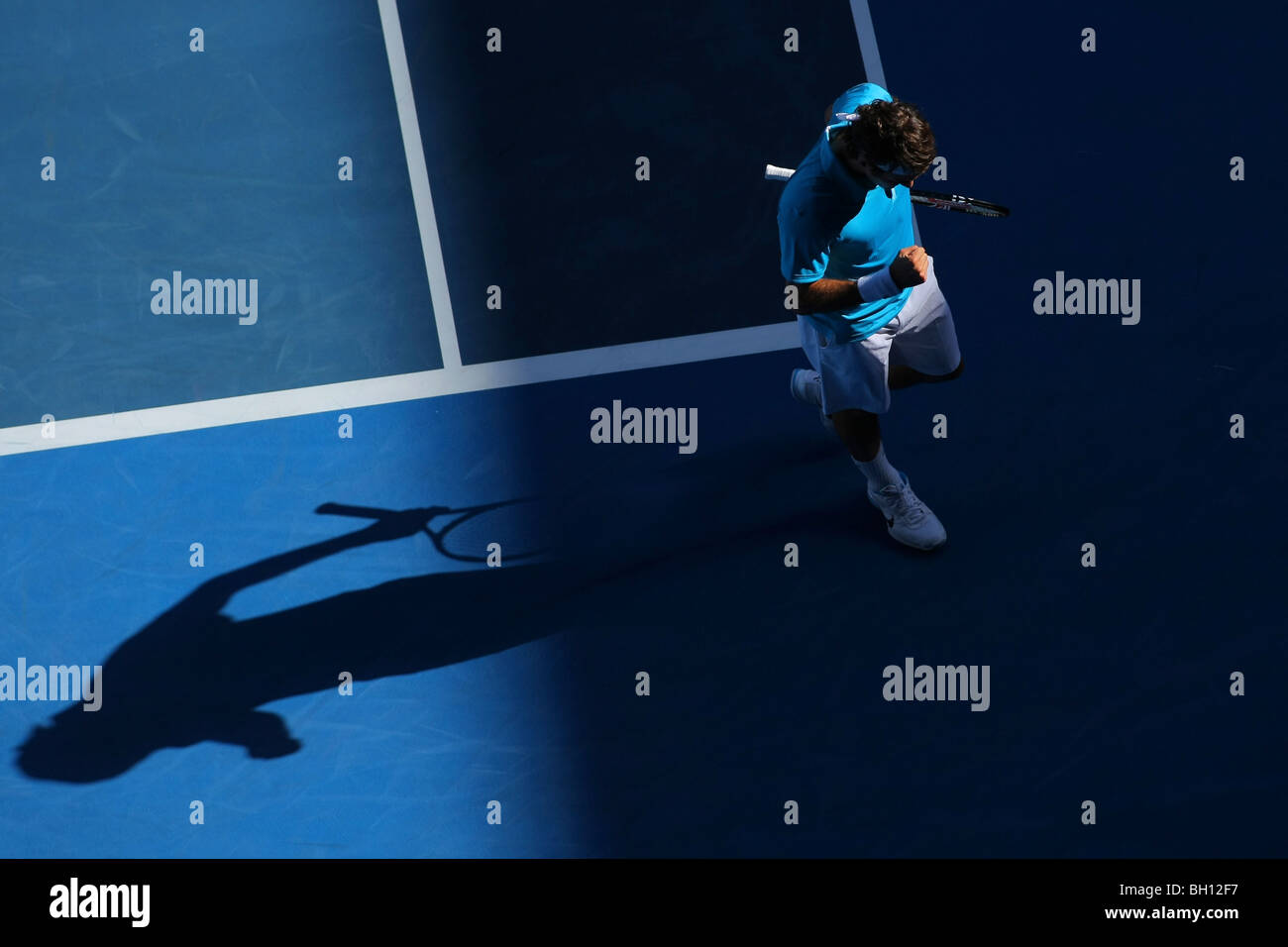 Roger Federer (SUI) participent à l'Open d'Australie 2010 de Tennis. Banque D'Images