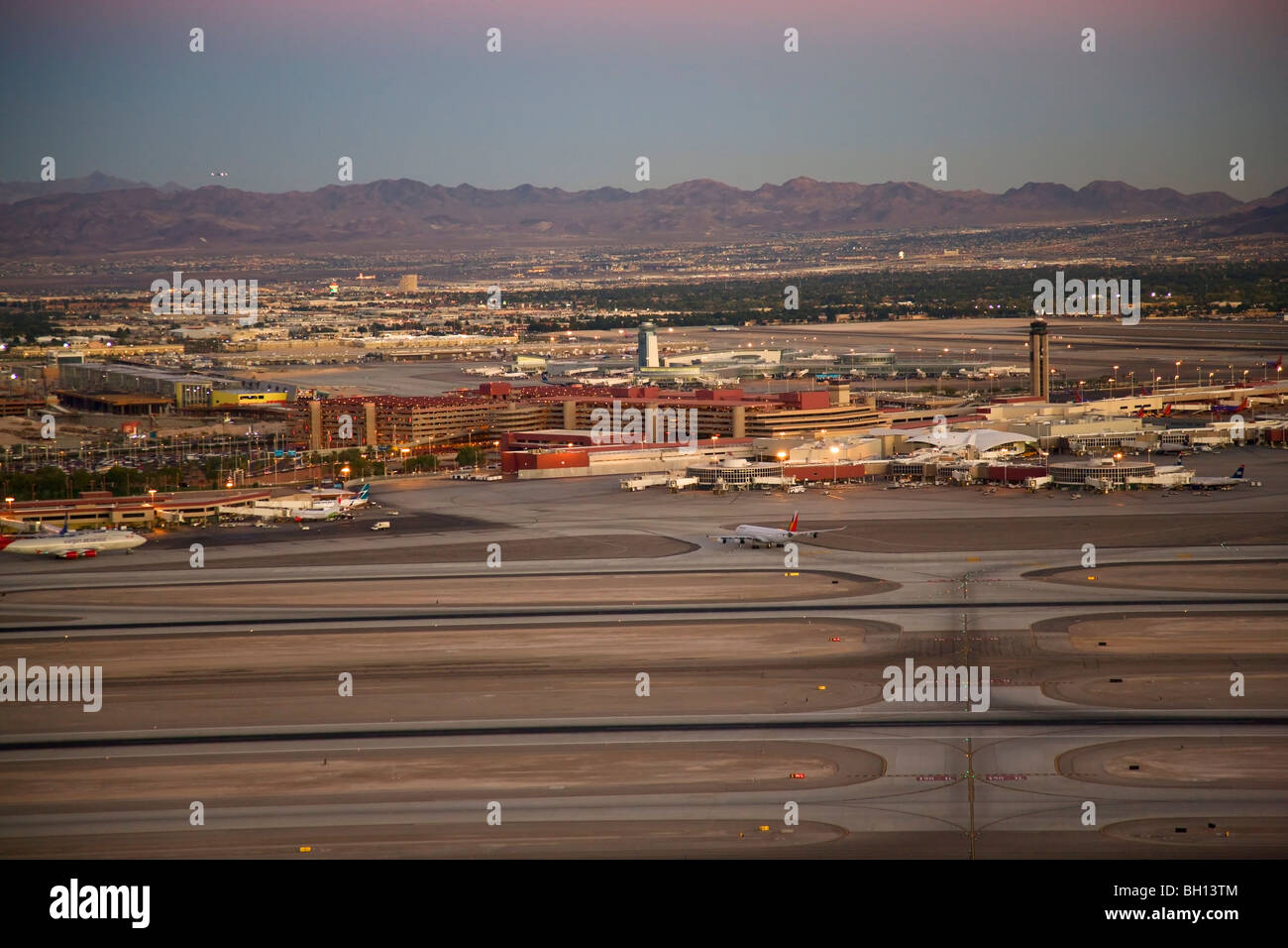 Vue aérienne de l'aéroport international McCarran, Las Vegas, Nevada. Banque D'Images