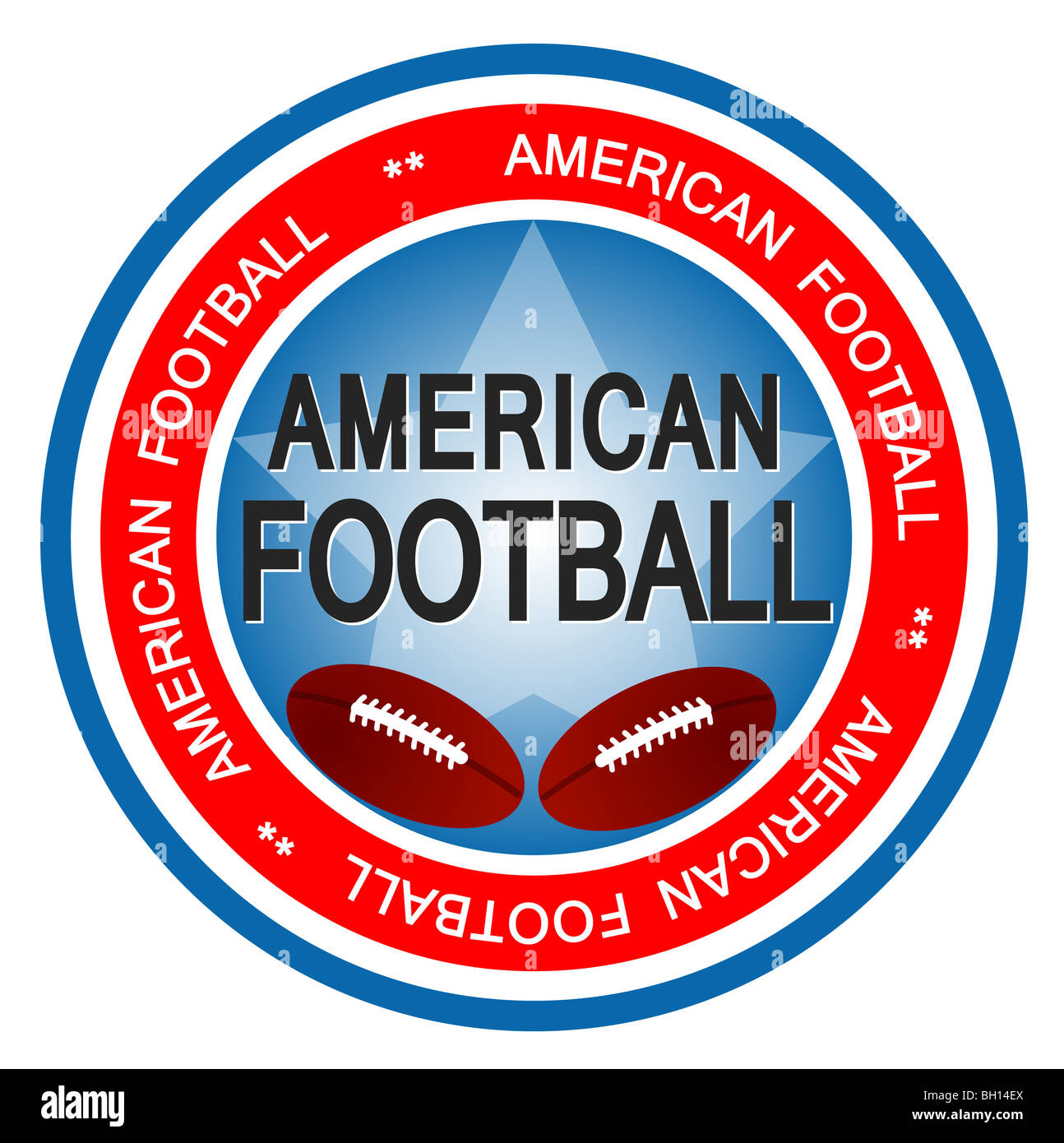 Un badge illustré en couleurs des États-Unis d'Amérique symbolisant le football américain. Banque D'Images