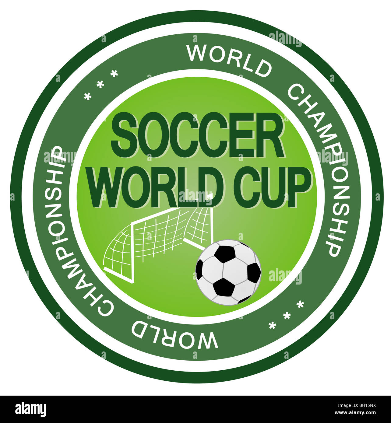 Une illustration d'un insigne symbolisant une prochaine coupe du monde de football. Banque D'Images