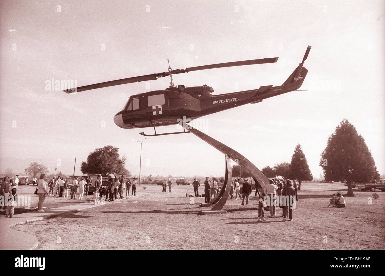 La guerre du Vietnam Memorial hélicoptère est dédiée par les anciens combattants du Vietnam en 1989. Banque D'Images