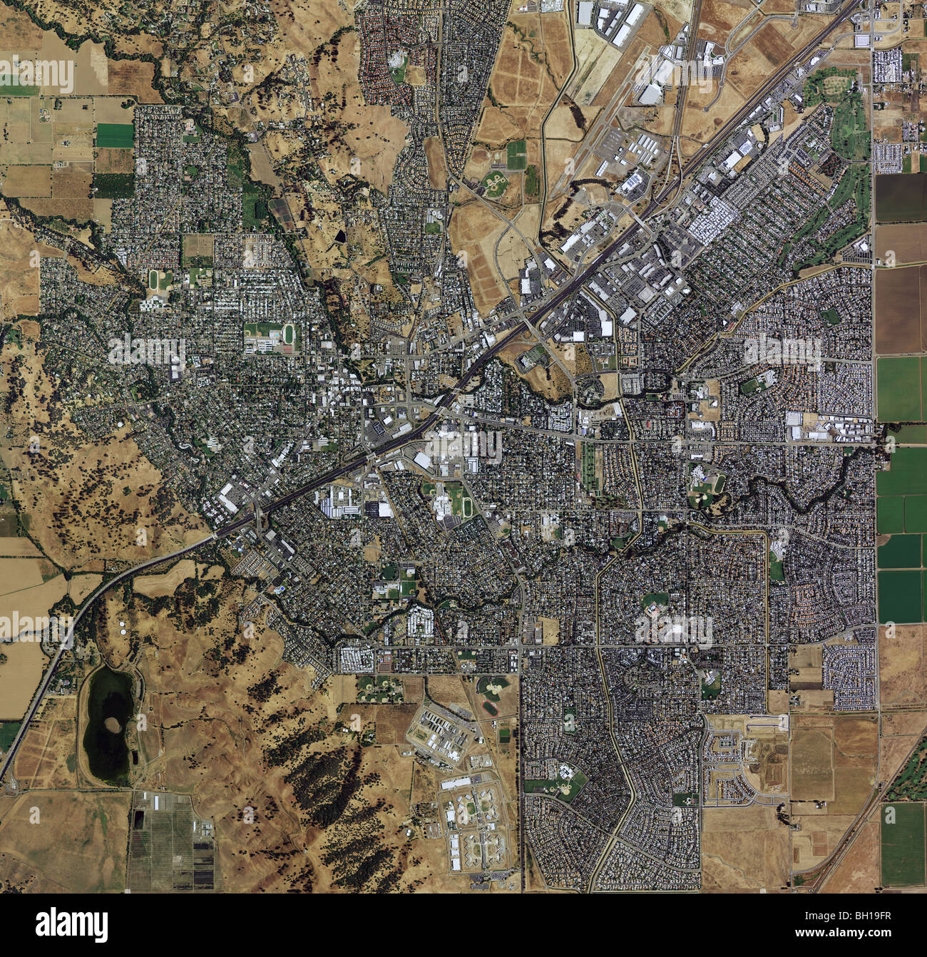 Carte aérienne voir au-dessus de Sacramento Comté de Solano en Californie Banque D'Images