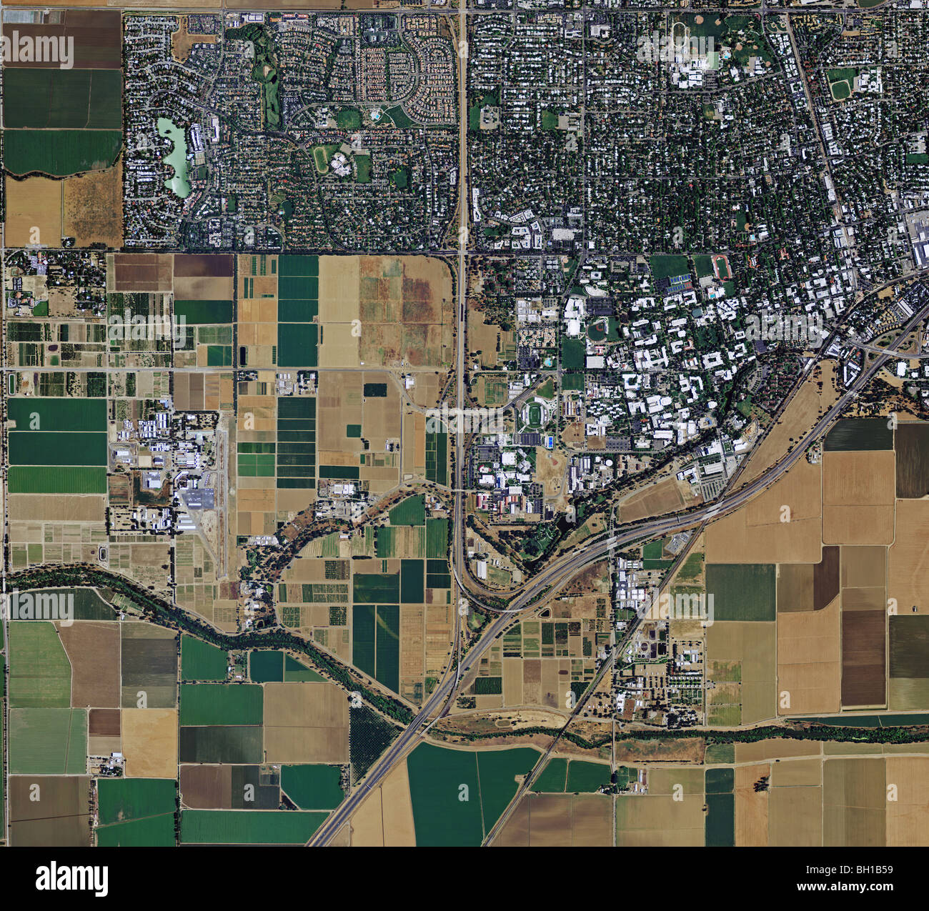 Carte aérienne voir au-dessus de Davis en Californie Banque D'Images