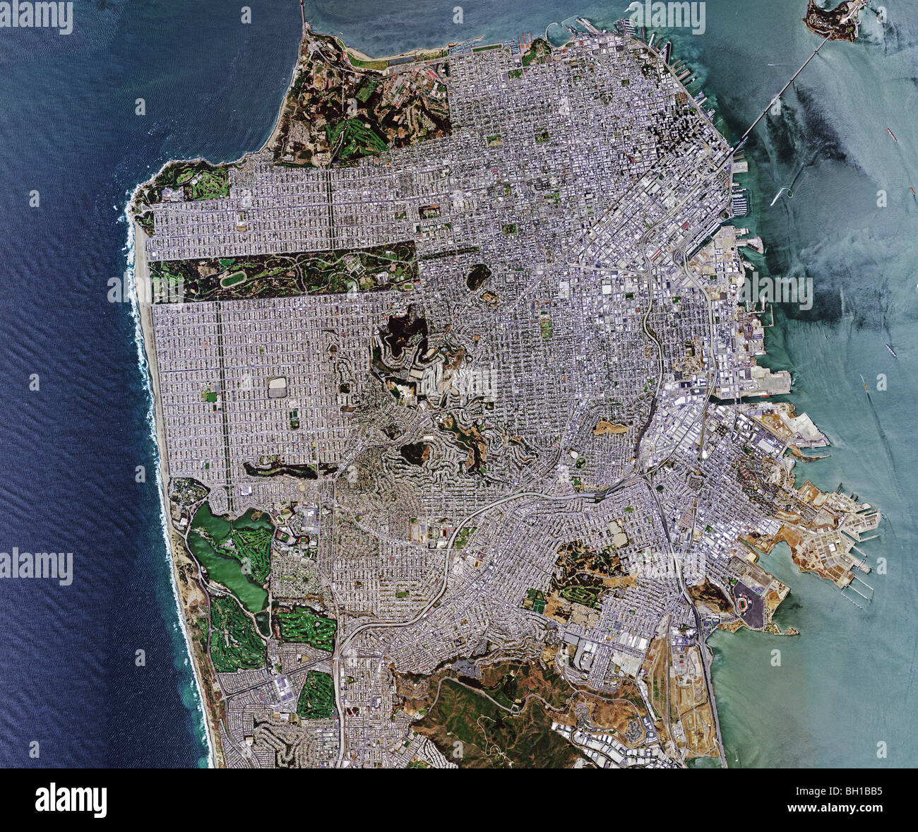 Carte aérienne voir au-dessus de San Francisco Californie Banque D'Images