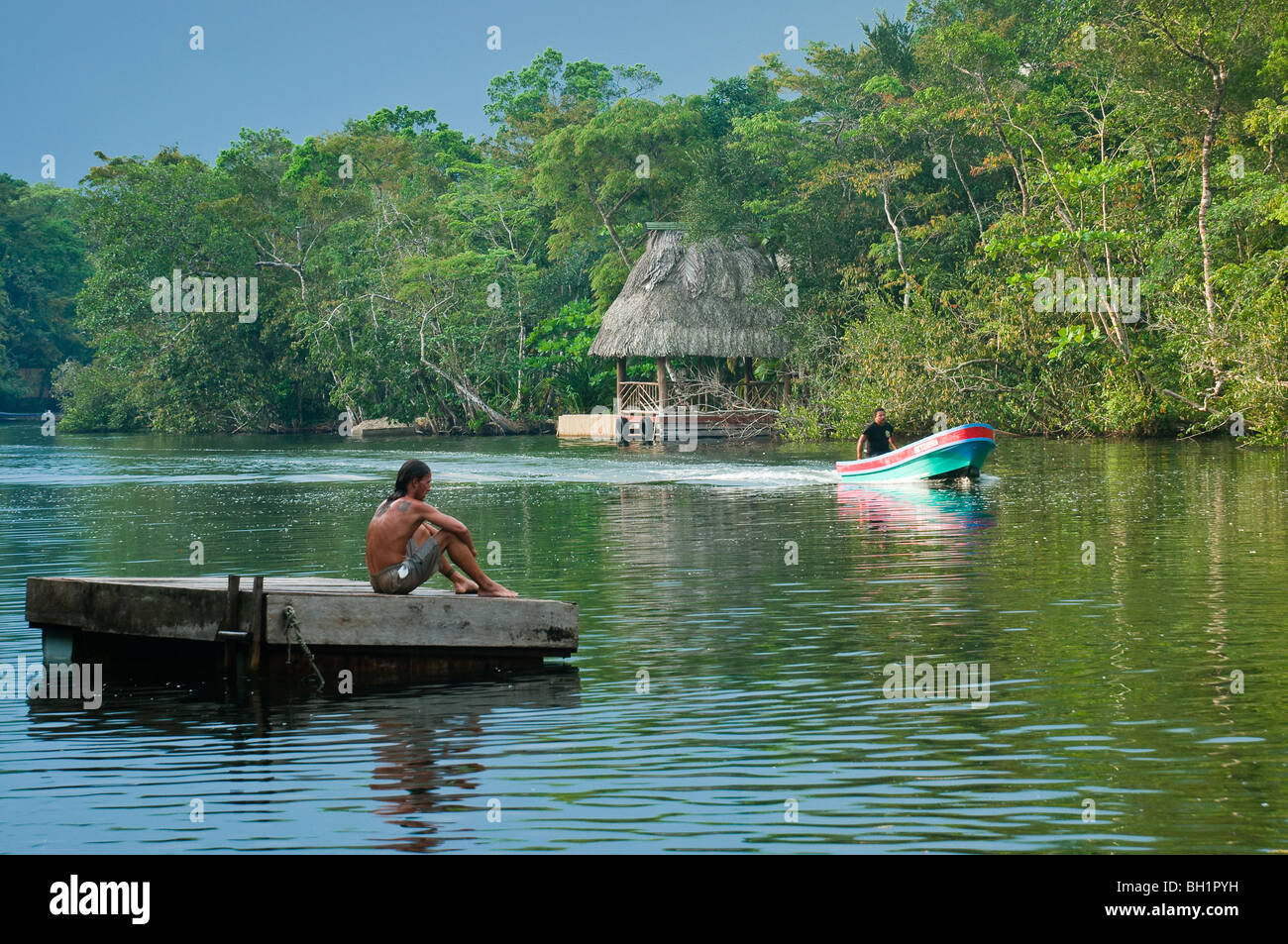 Le Rio Dulce, le lac d'Izabal, au Guatemala, en Amérique centrale. Banque D'Images