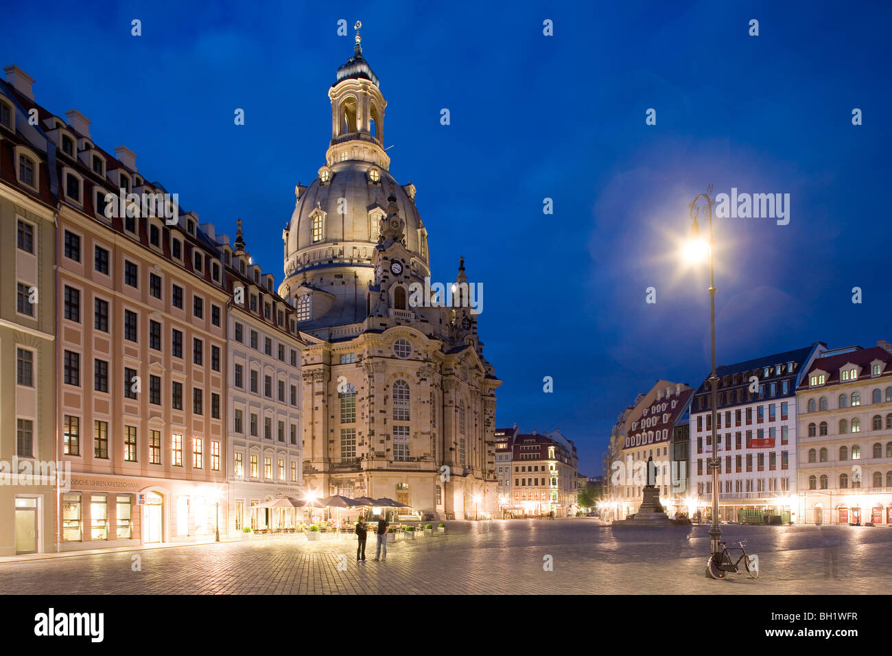 Neumarkt avec Dresdner Frauenkirche, l'église Notre Dame, Dresde, Saxe, Allemagne, Europe Banque D'Images