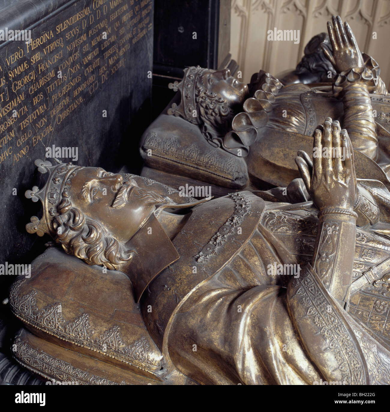 George Villiers, 1 duc de Buckingham monument avec les effigies de bronze du duc et de la femme par Hubert le Sueur 1634 L'Abbaye de Westminster Banque D'Images