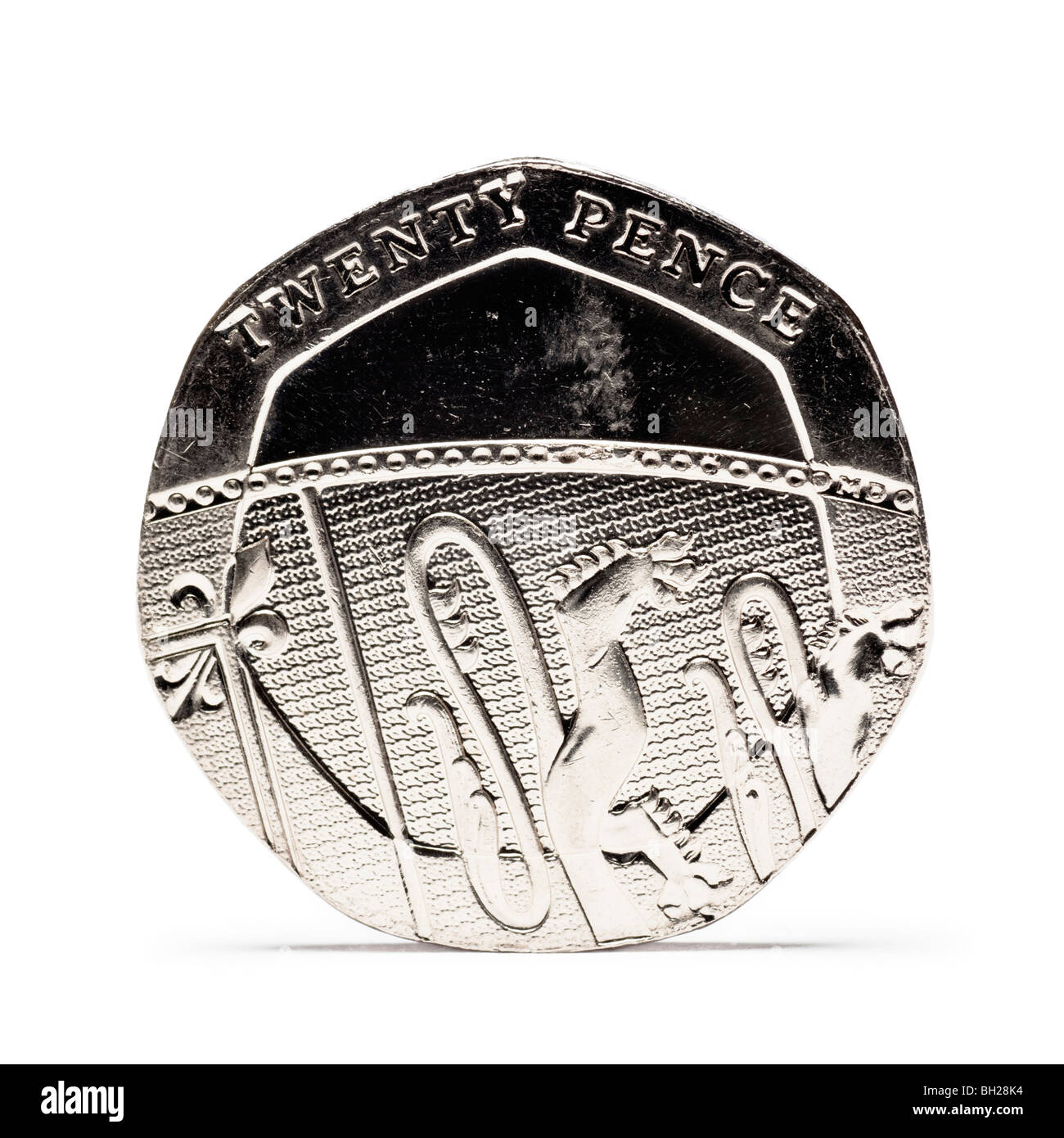 La vingt pence coin vue arrière nouveau design Banque D'Images