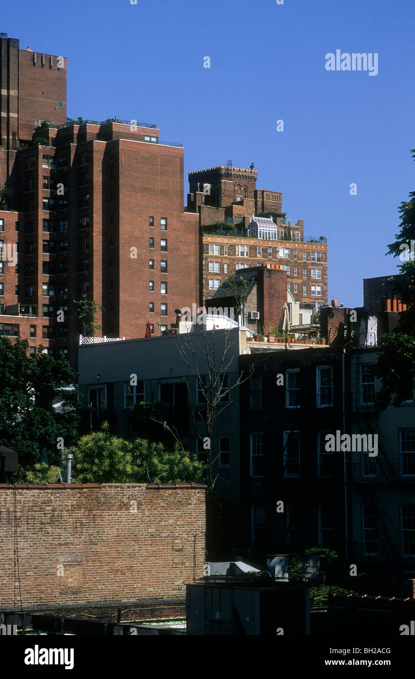 Immeubles Brownstone dans NYC Banque D'Images