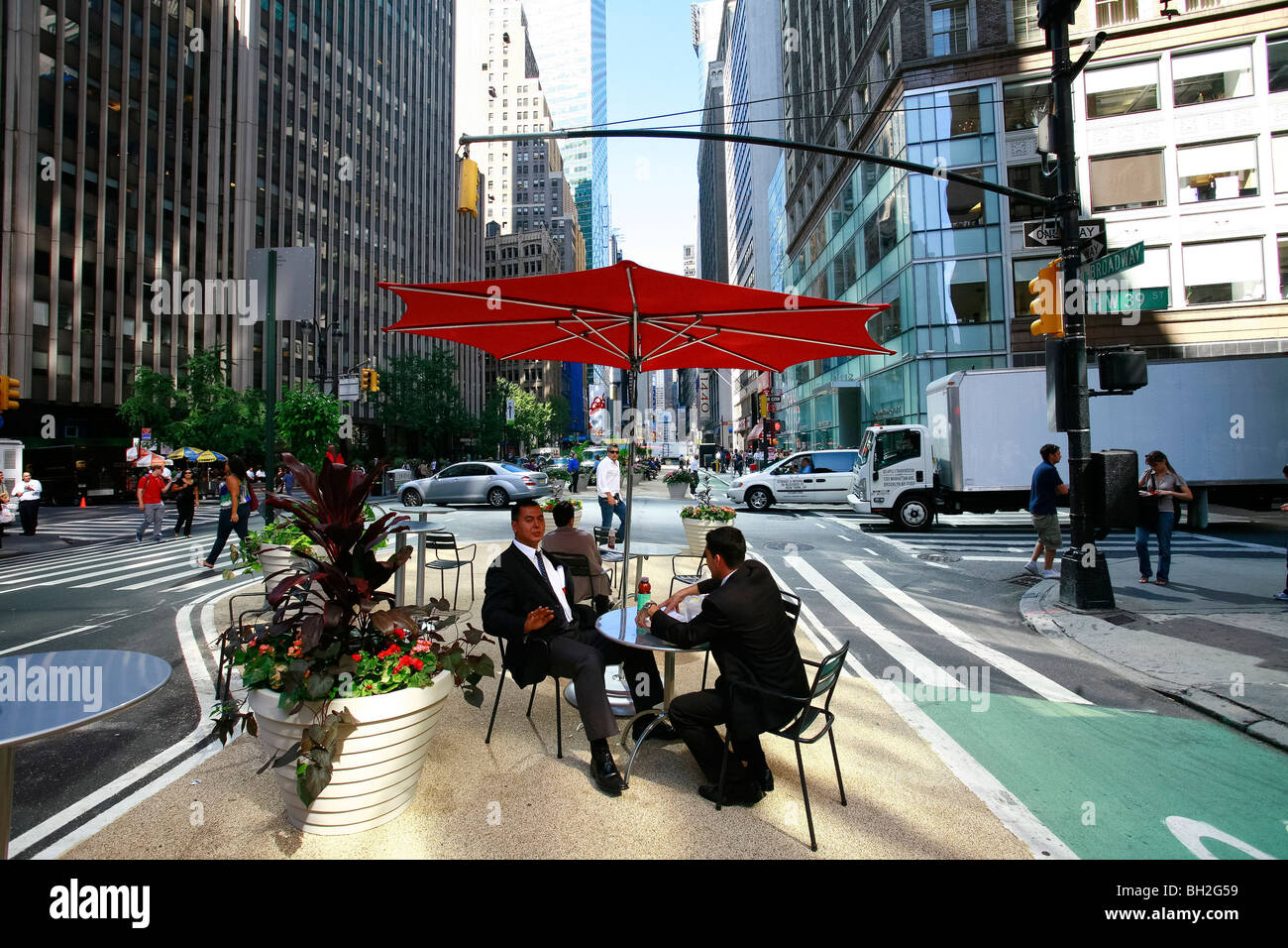 Zone piétonne sur Broadway à New York City Banque D'Images