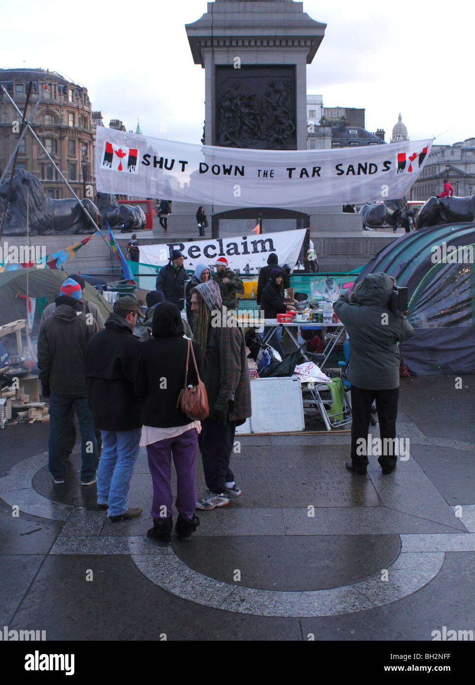 Campagne contre le changement climatique Trafalgar Square Londres Décembre 2009 Banque D'Images