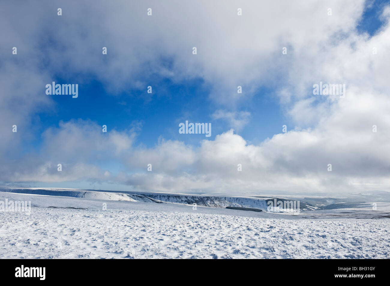 Sommet enneigé de Fan Fawr, parc national de Brecon Beacons, le Pays de Galles Banque D'Images