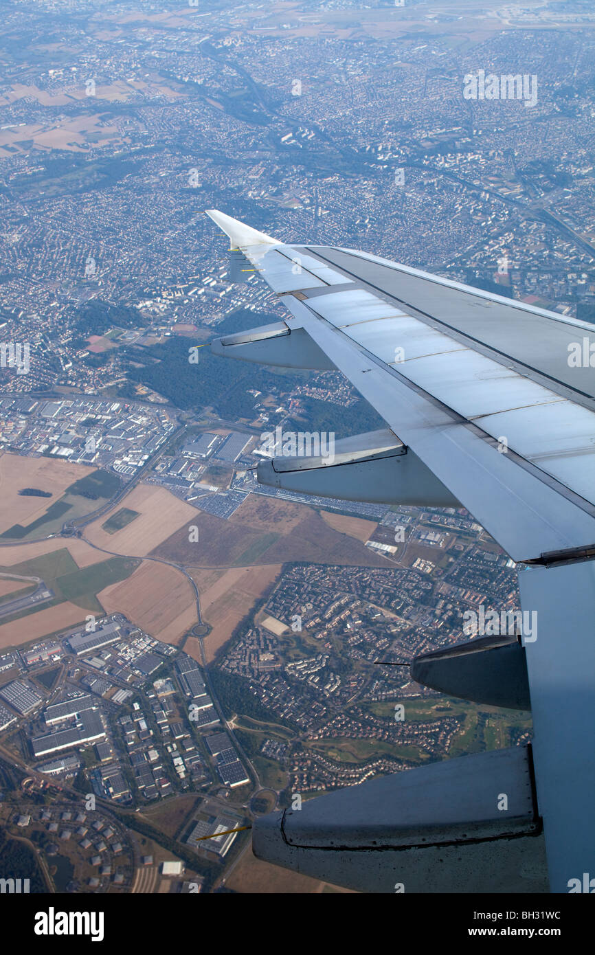 Portes de Paris, à partir d'un avion arrivant à l'aéroport d'Orly Banque D'Images