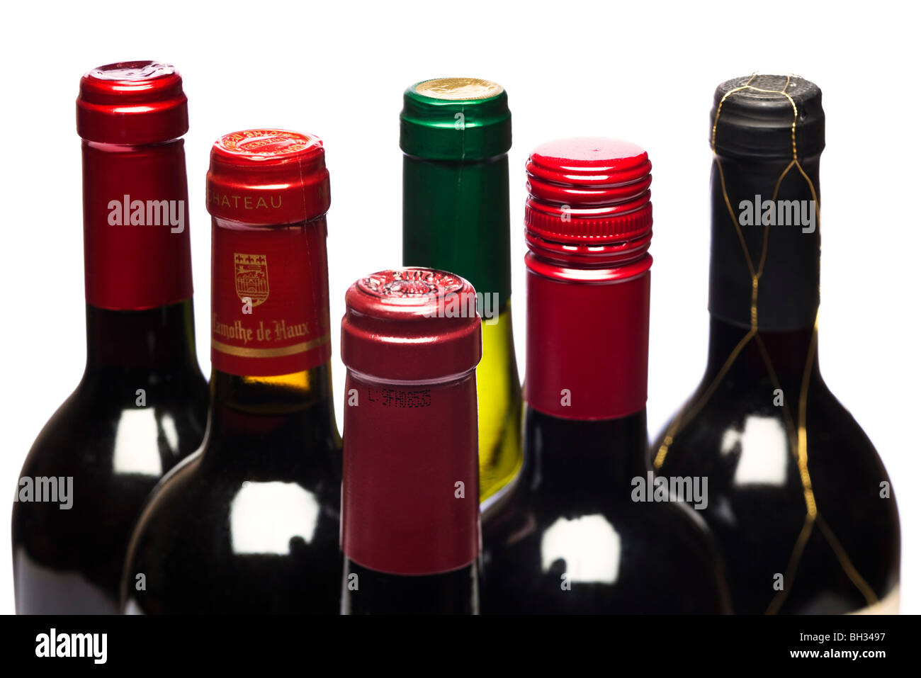 Groupe de bouteilles de vin rouge Banque D'Images